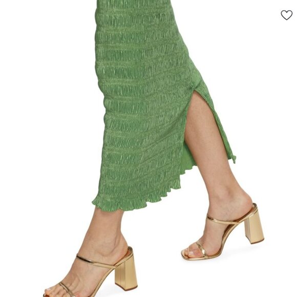 L'IDÉE Aurore Pleated Satin Strapless Midi Dress in Sea Green NWT - Picture 4 of 10